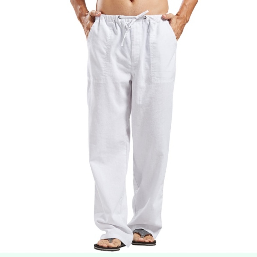 Beach Pants Casual Drawstring Straight Fit w/stretch White Men’s Size XS.